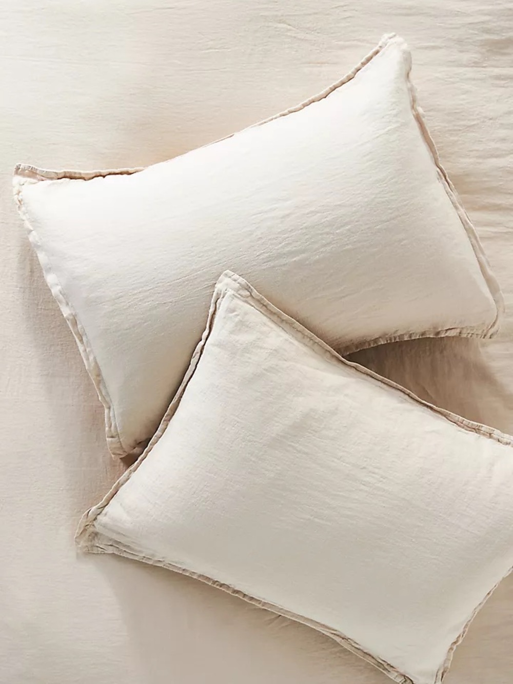 New Anthropologie 100% Washed Linen Neutral Shams, Set of 2 King Size